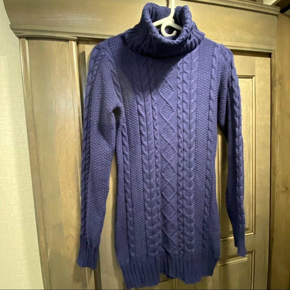 Rocorose Royal Blue Turtle Neck Knit Sweater Dress